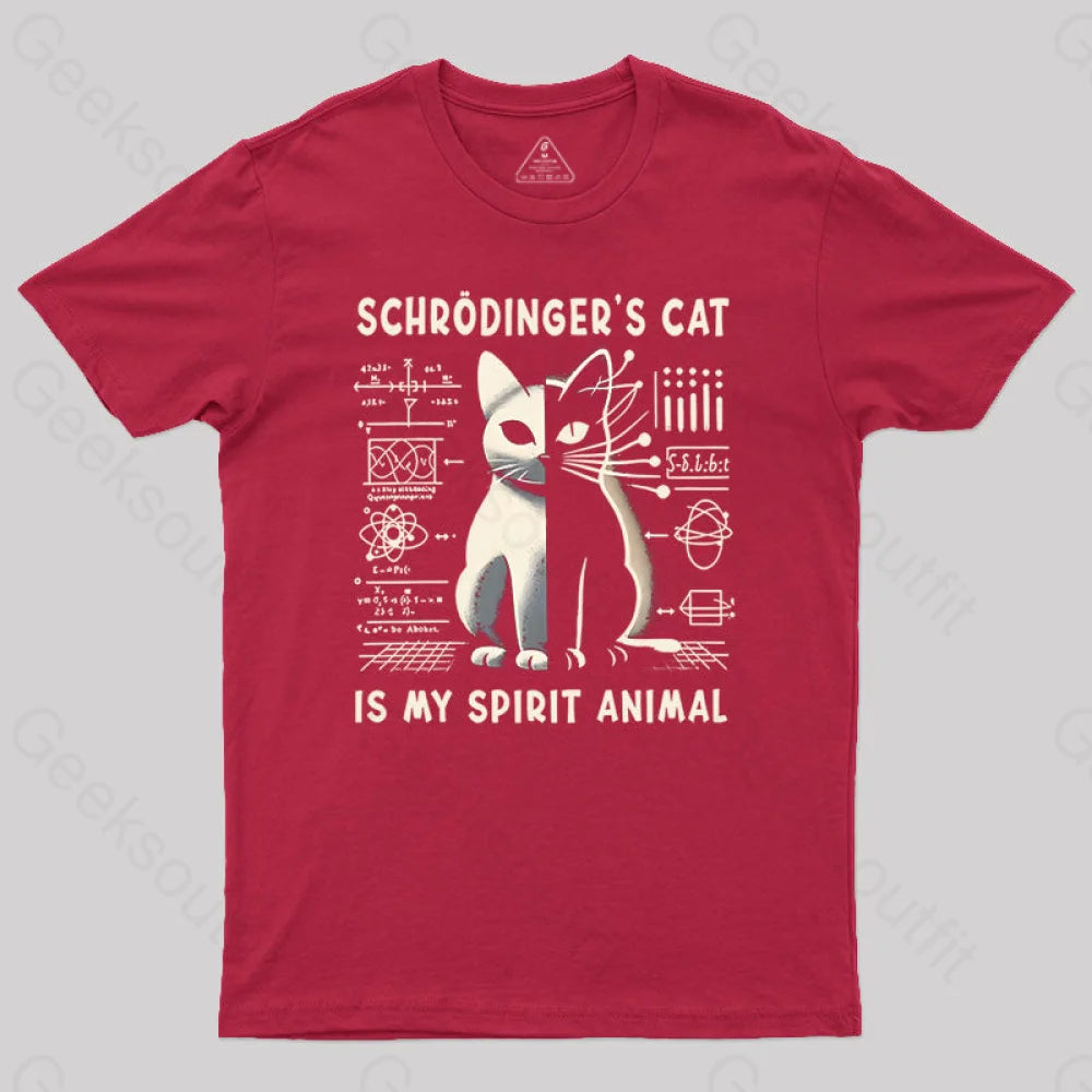 Schrodinger’s Сat Science Nerd T-Shirt Red / S