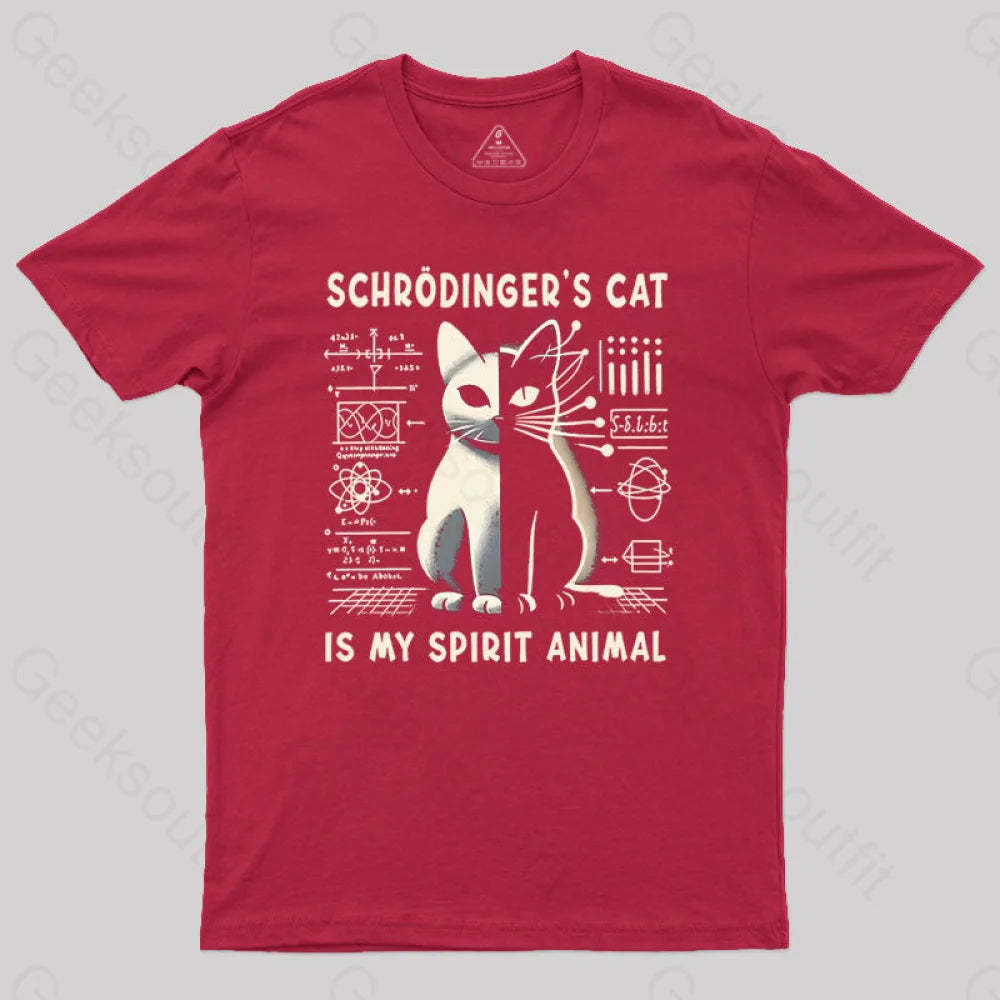 Schrodinger’s Сat Science Nerd T-Shirt Red / S