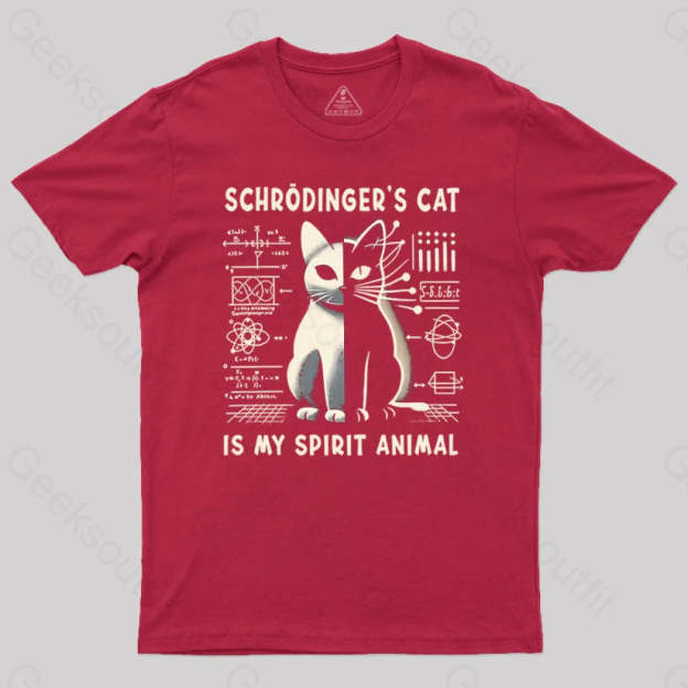 Schrodinger’s Сat Science Nerd T-Shirt Red / S