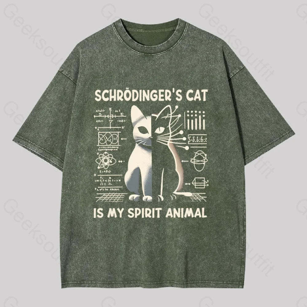Schrodinger’s Сat Science Washed T-Shirt Army Green / S