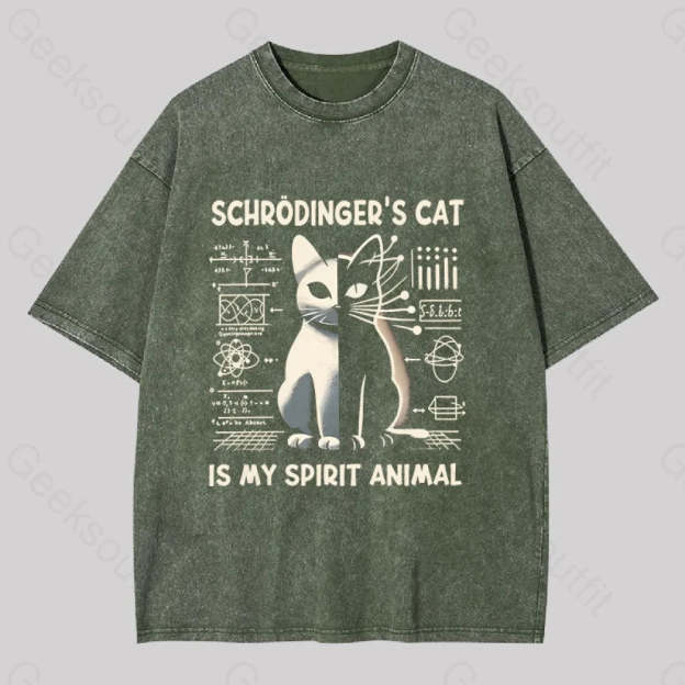Schrodinger’s Сat Science Washed T-Shirt Army Green / S