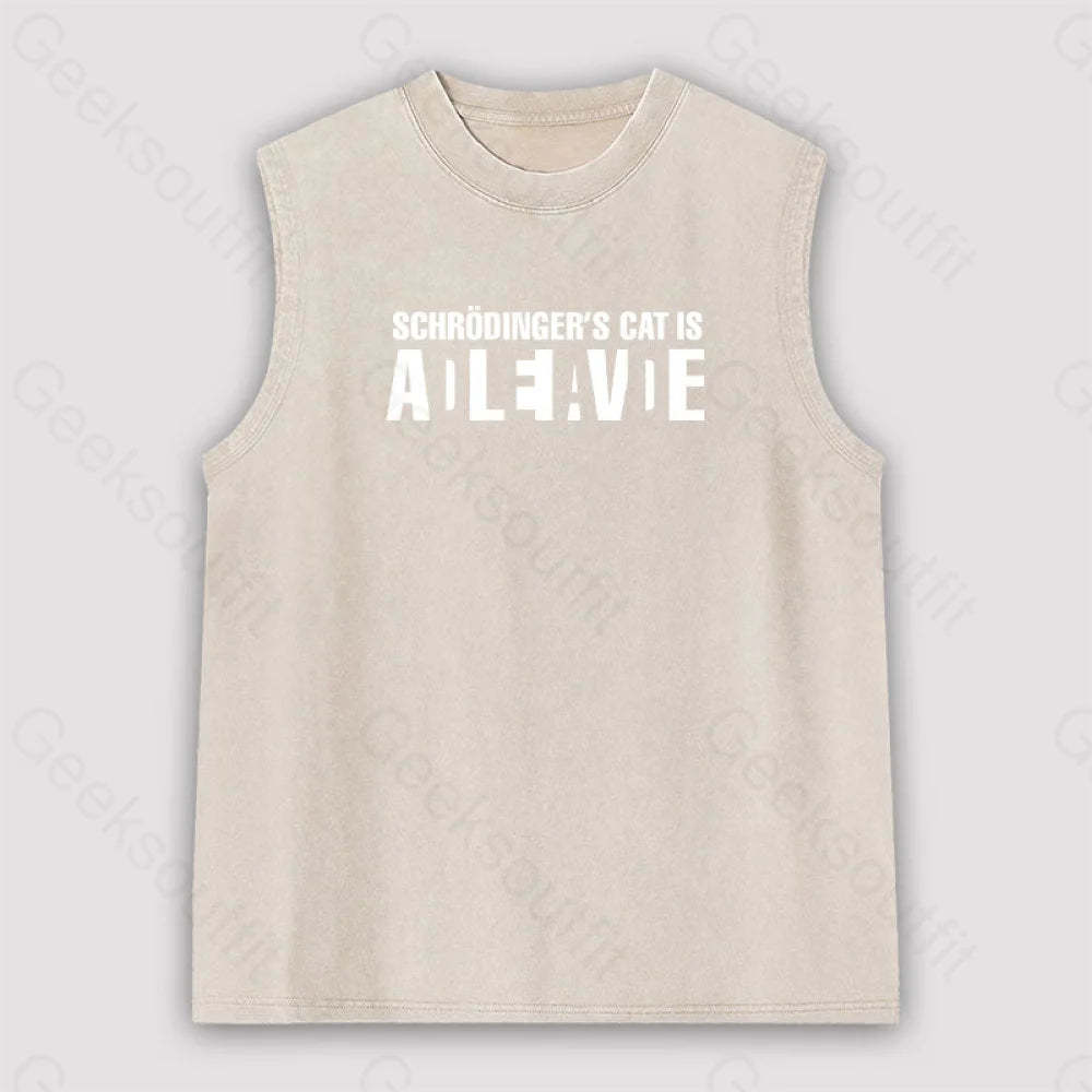Schrödinger’s Cat Adleiavde Unisex Washed Tank Apricot / S