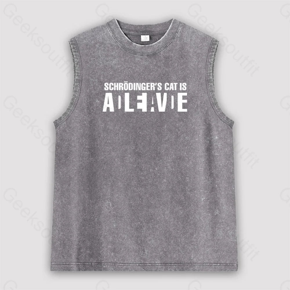 Schrödinger’s Cat Adleiavde Unisex Washed Tank Grey / S