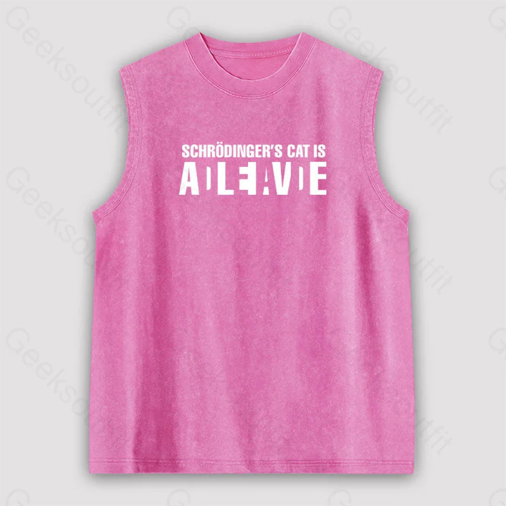 Schrödinger’s Cat Adleiavde Unisex Washed Tank Pink / S