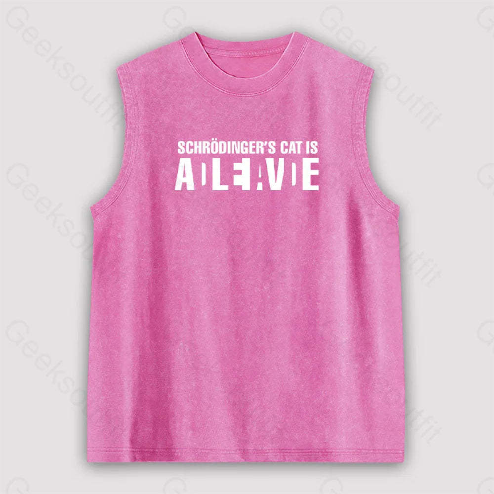 Schrödinger’s Cat Adleiavde Unisex Washed Tank Pink / S