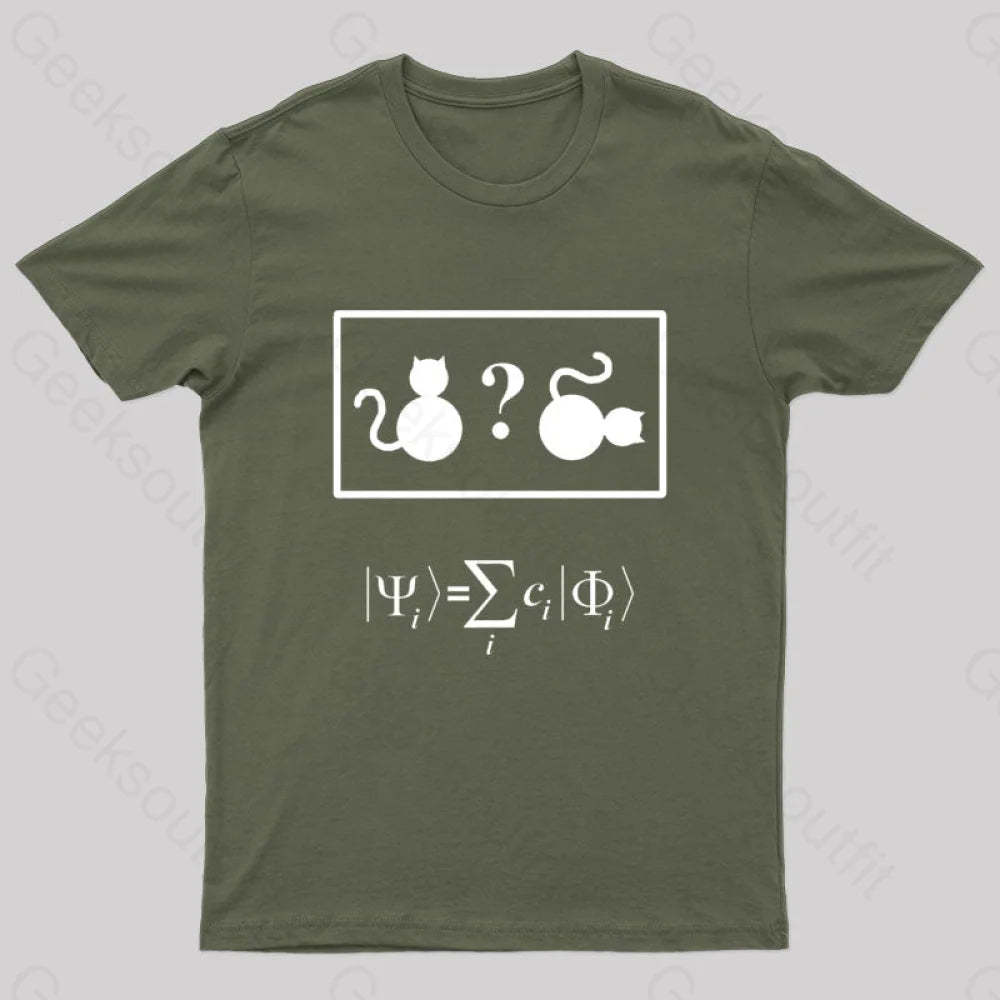 Schroedinger’s Cat Nerd T-Shirt Army Green / S