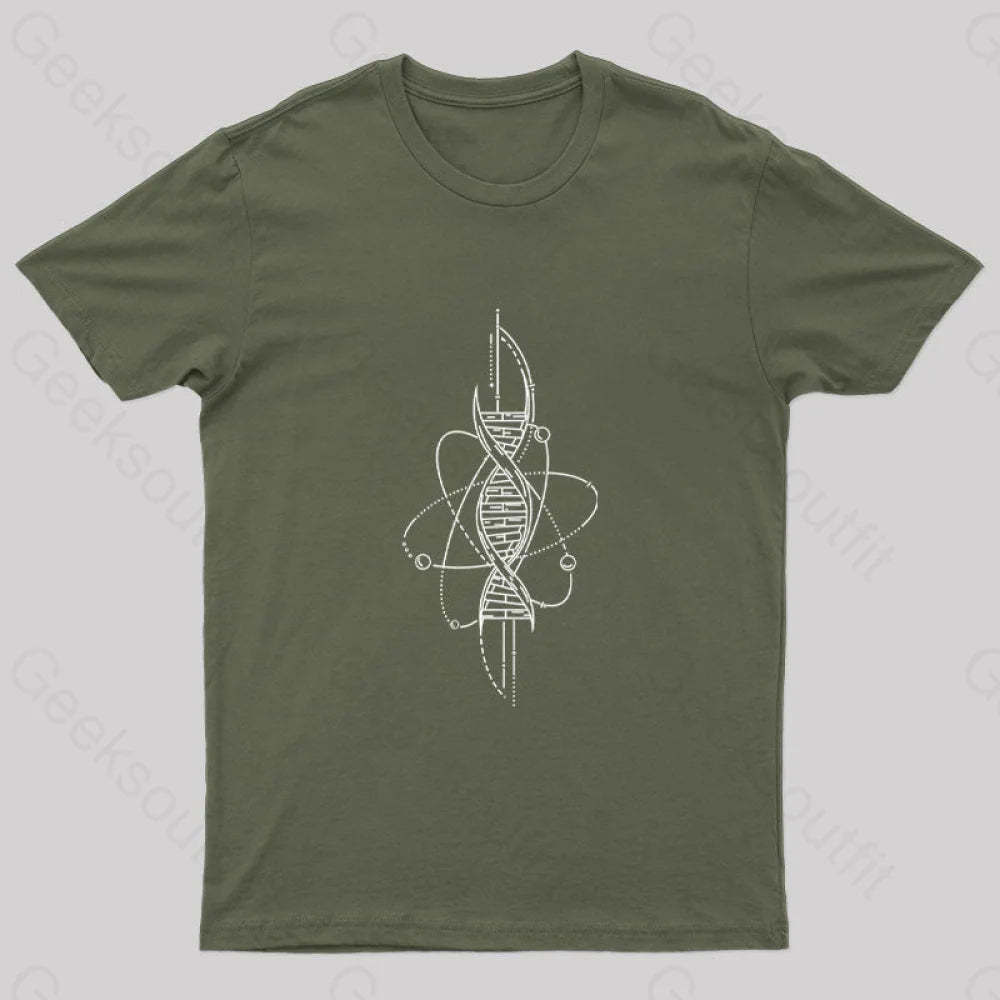 Science Dna Nerd T-Shirt Army Green / S