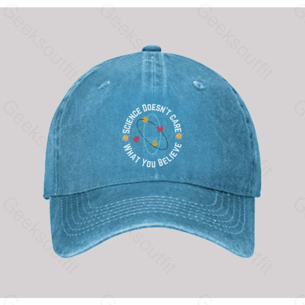 Science Doesn¡¯t Care What You Believe Washed Vintage Baseball Cap Blue