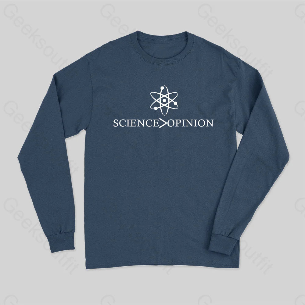 Science Is Greater Than Opinion Long Sleeve T-Shirt Navy / S