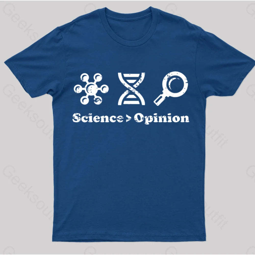 Science Is Greater Than Opinion Nerd T-Shirt Navy / S