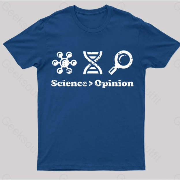 Science Is Greater Than Opinion Nerd T-Shirt Navy / S
