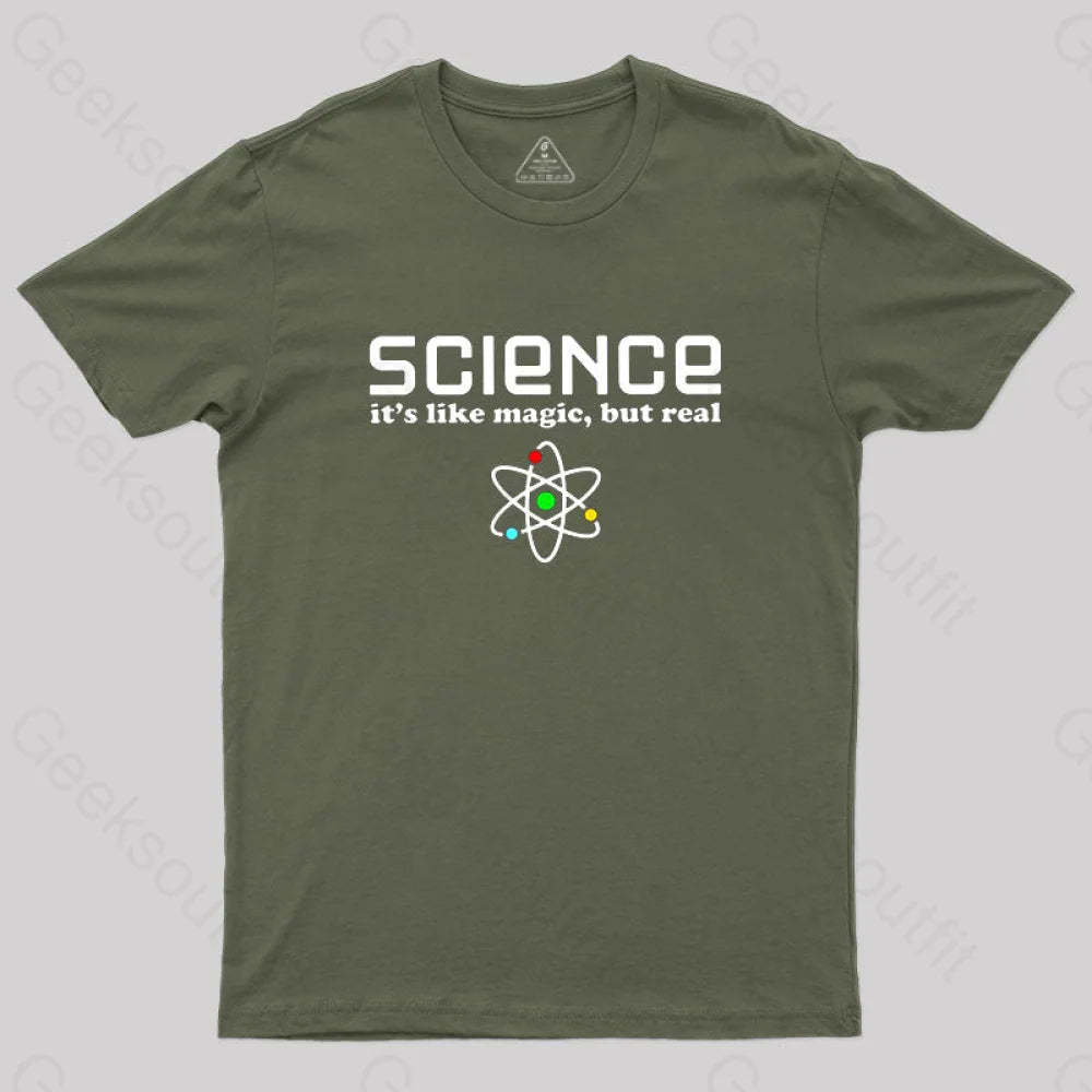 Science Is Like Magic Nerdy T-Shirt Army Green / S