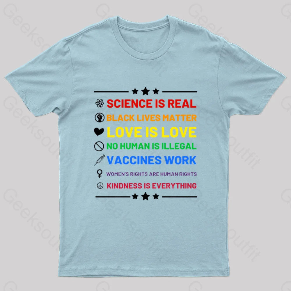 Science Is Real Geek T-Shirt Light Blue / S