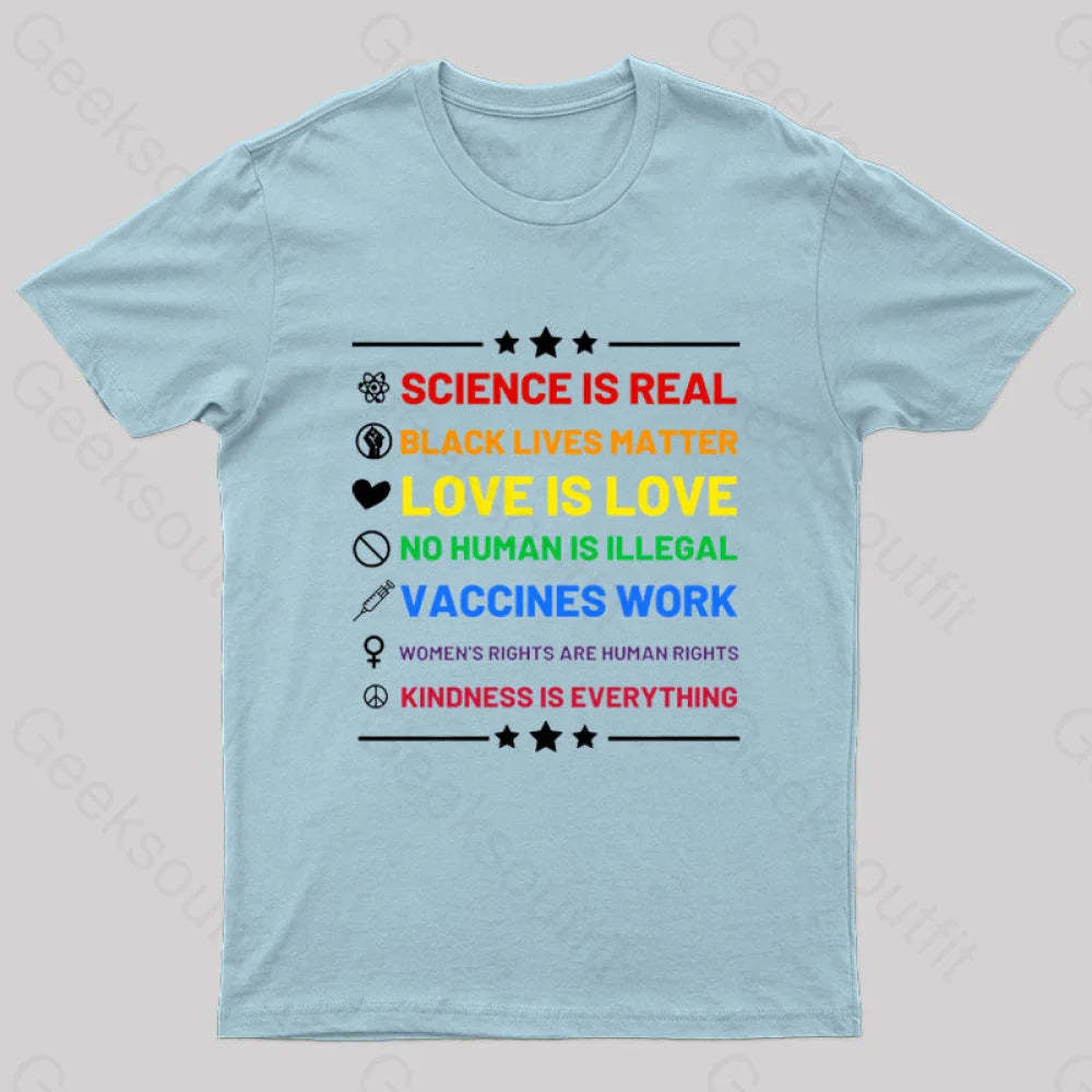 Science Is Real Geek T-Shirt Light Blue / S