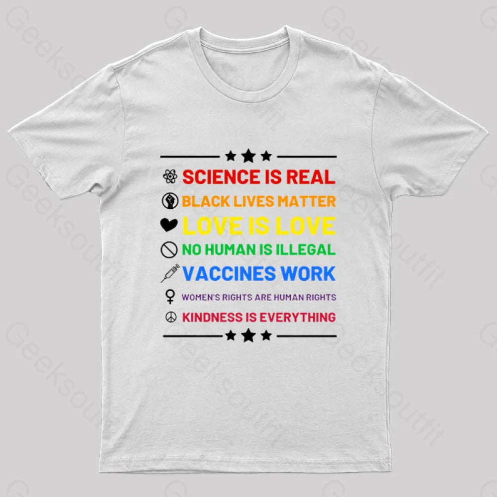 Science Is Real Geek T-Shirt White / S