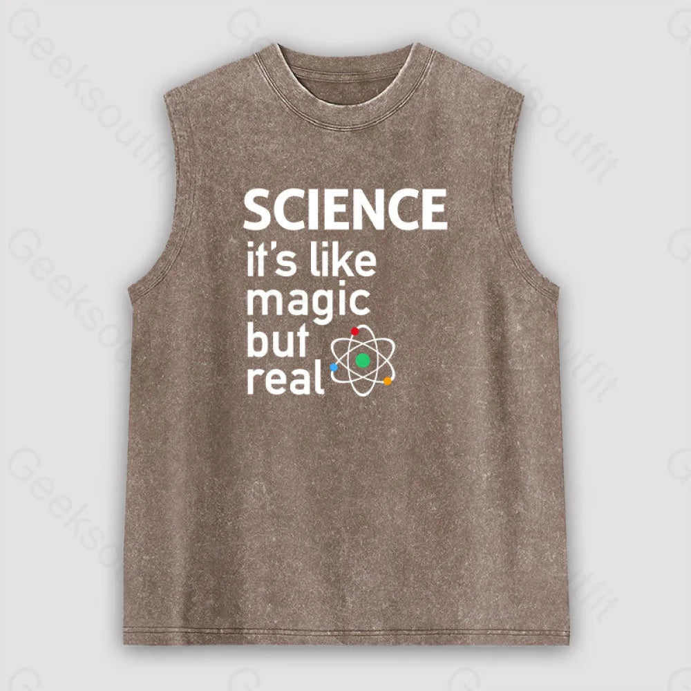 Science: It’s Like Magic But Real Unisex Washed Tank Brown / S