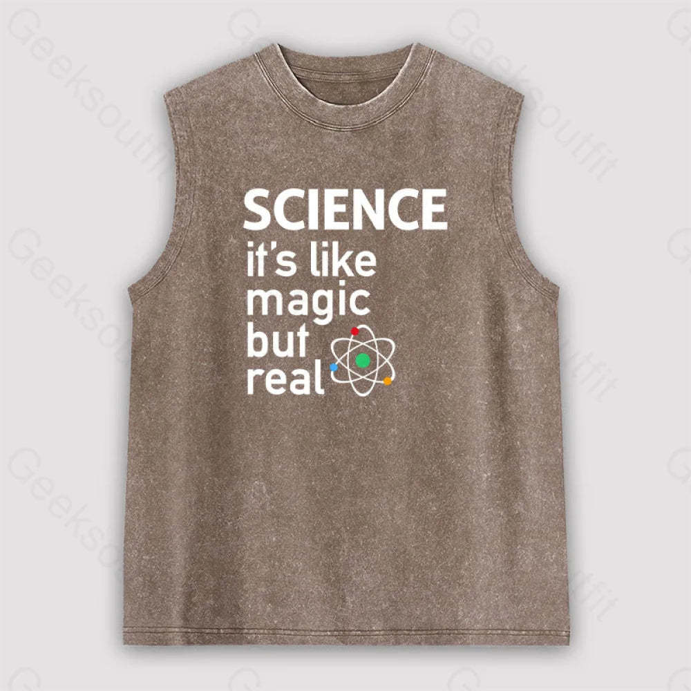 Science: It’s Like Magic But Real Unisex Washed Tank Brown / S