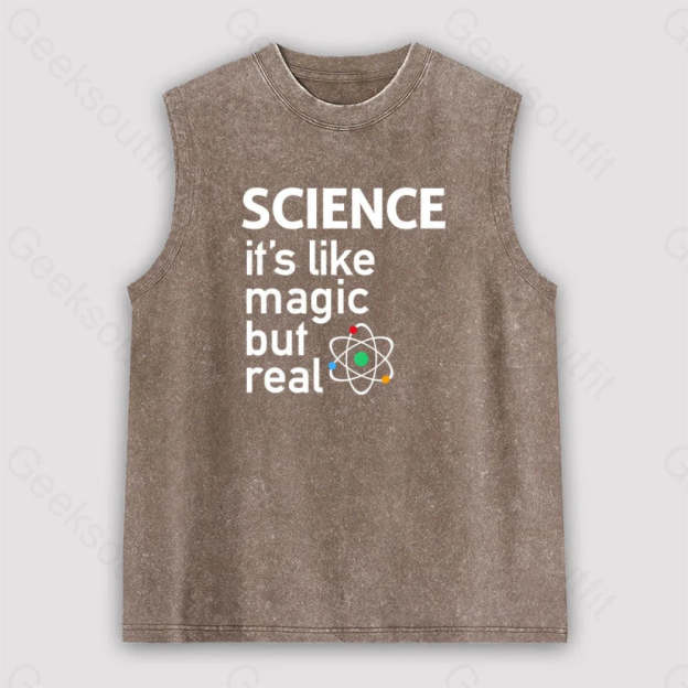 Science: It’s Like Magic But Real Unisex Washed Tank Brown / S