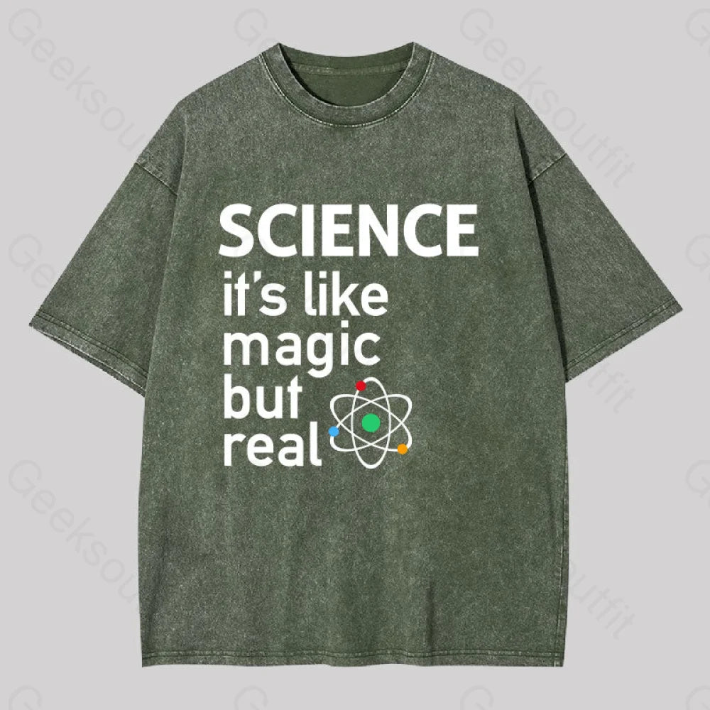 Science It?��s Like Magic But Real Washed T-Shirt Army Green / S