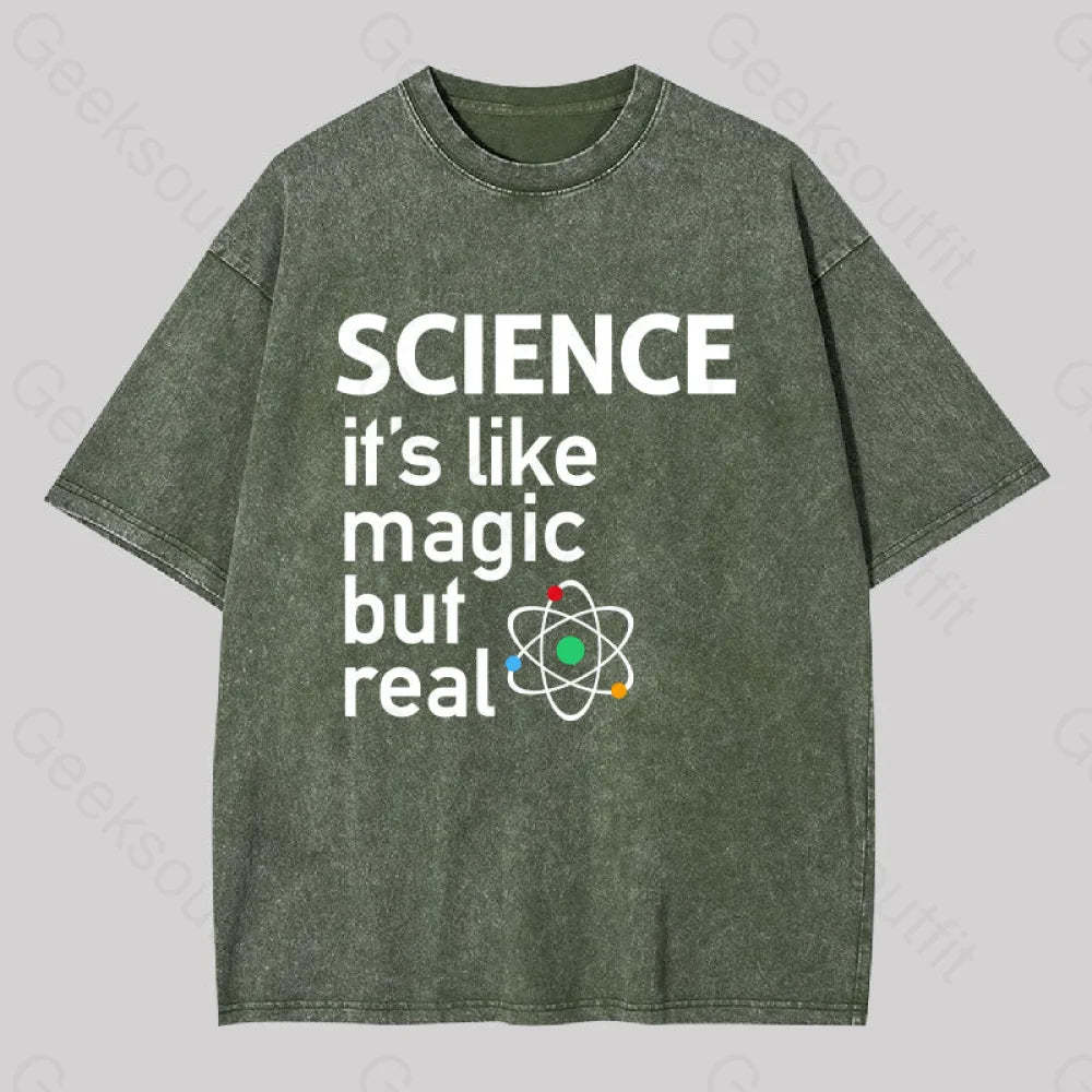 Science It?��s Like Magic But Real Washed T-Shirt Army Green / S