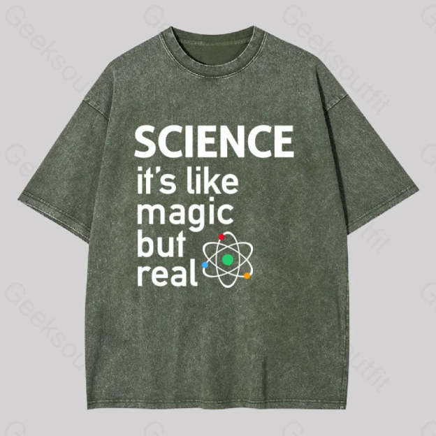 Science It?��s Like Magic But Real Washed T-Shirt Army Green / S