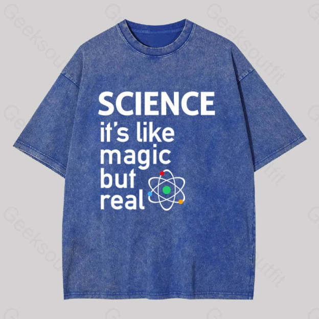 Science It?��s Like Magic But Real Washed T-Shirt Blue / S