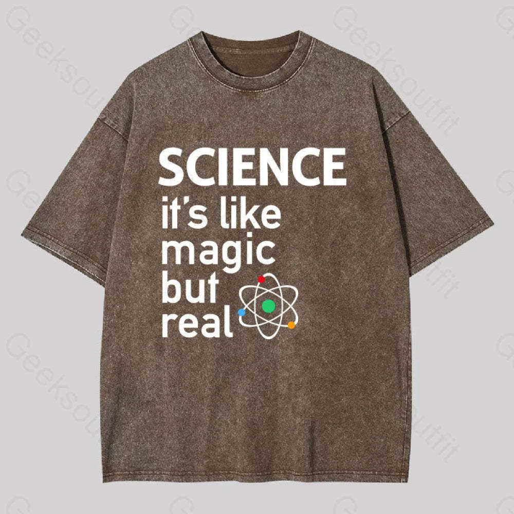 Science It?��s Like Magic But Real Washed T-Shirt Coffee / S