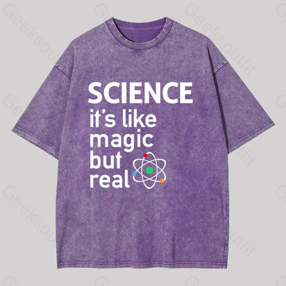 Science It?��s Like Magic But Real Washed T-Shirt Purple / S