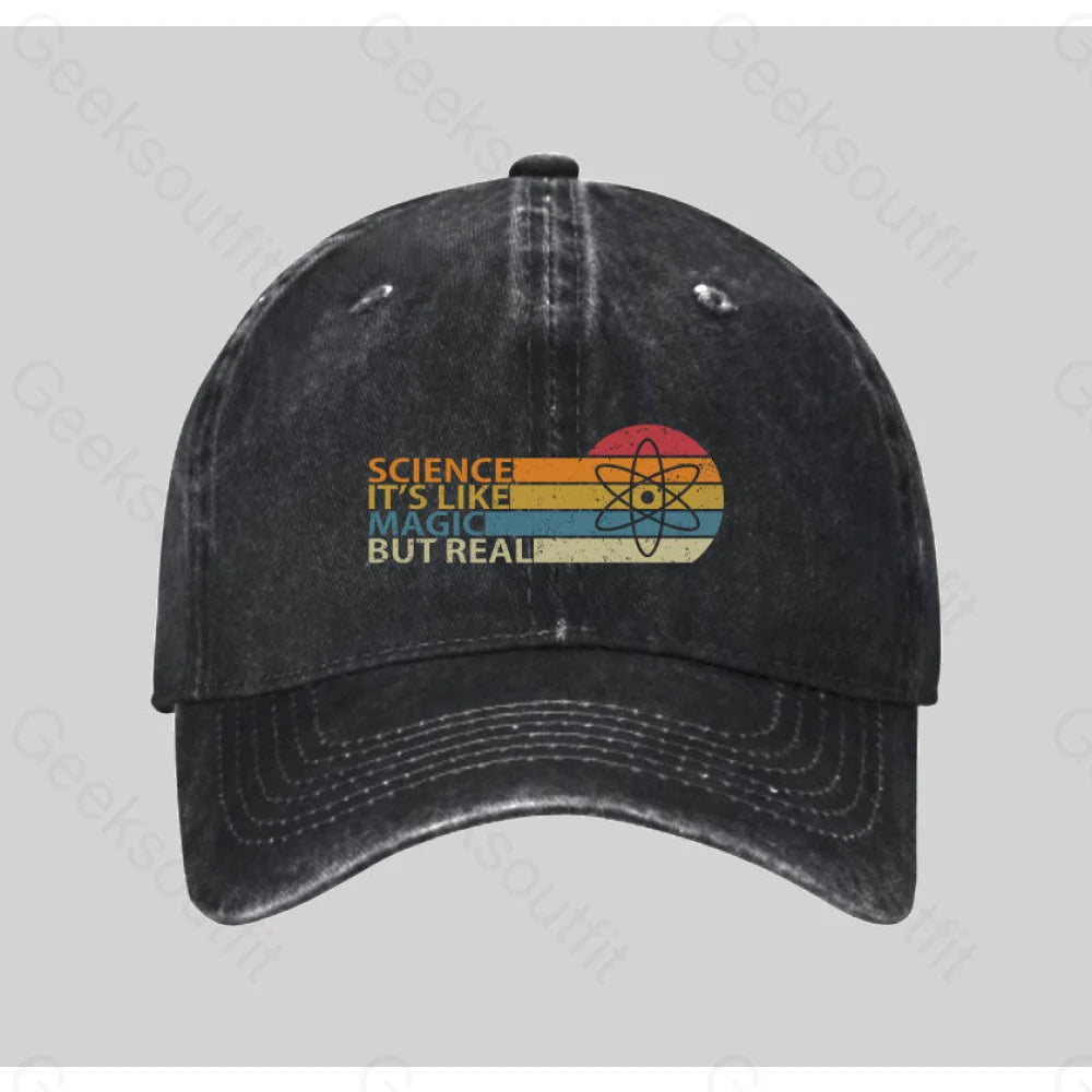 Science It¡¯s Like Magic But Real Washed Vintage Baseball Cap Black