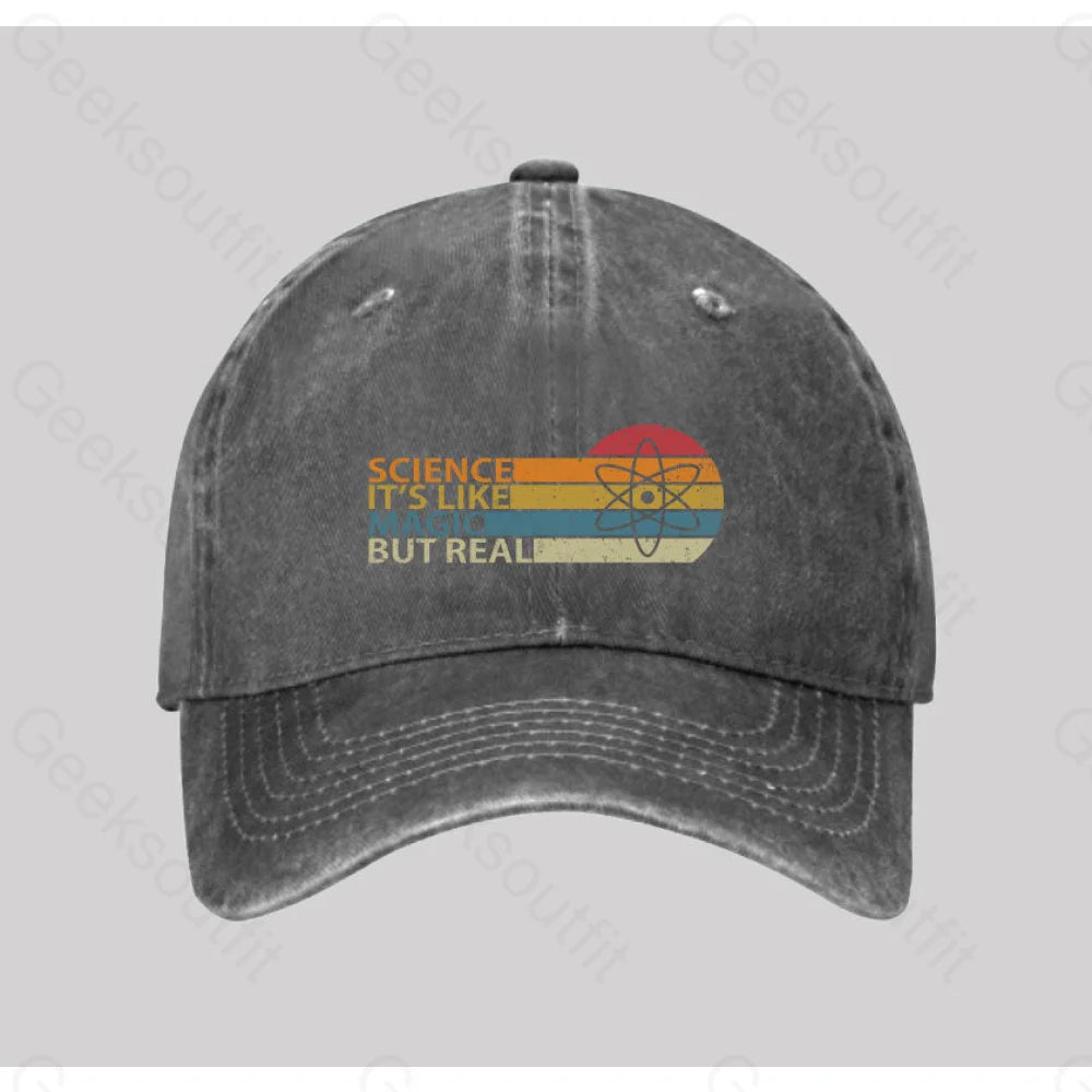 Science It¡¯s Like Magic But Real Washed Vintage Baseball Cap Grey