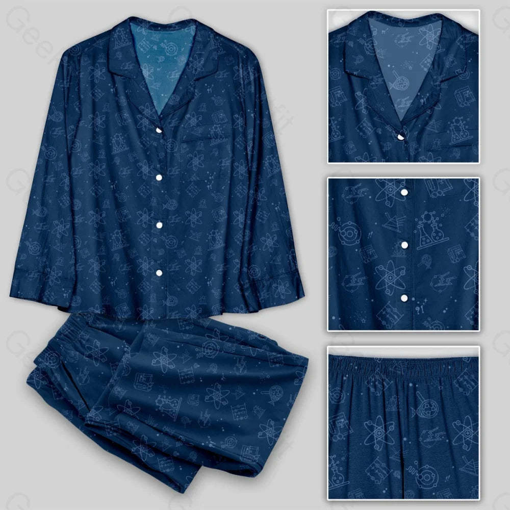 Science Lab Navy Pajamas Set - Geeksoutfit