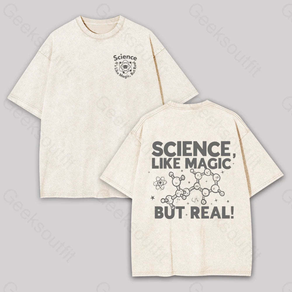 Science Like Magic But Real Geek Washed T-Shirt Apricot / S