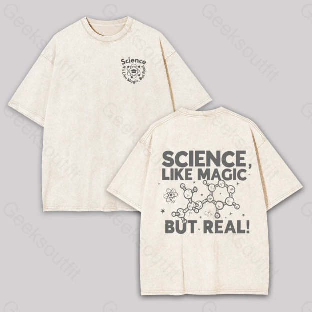Science Like Magic But Real Geek Washed T-Shirt Apricot / S