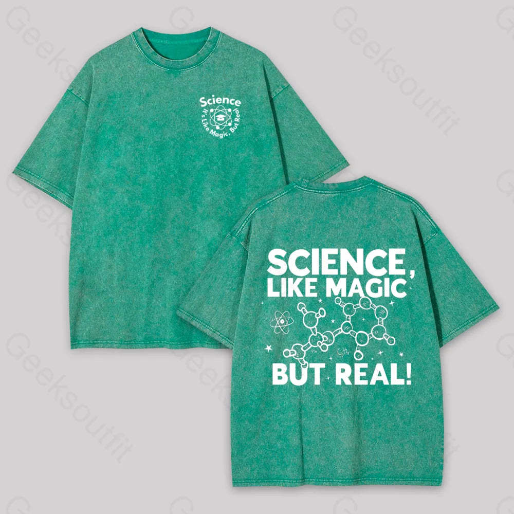 Science Like Magic But Real Geek Washed T-Shirt Grass Green / S