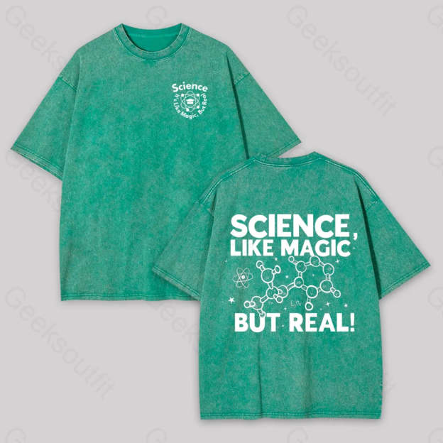 Science Like Magic But Real Geek Washed T-Shirt Grass Green / S