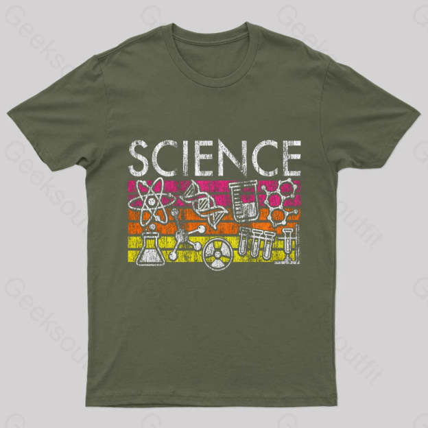 Science Stripes Geek T-Shirt Army Green / S