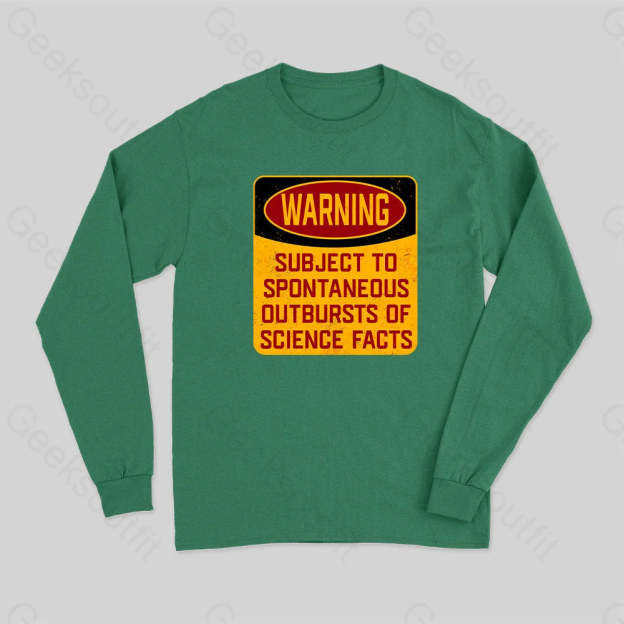 Science Warning Long Sleeve T-Shirt Green / S