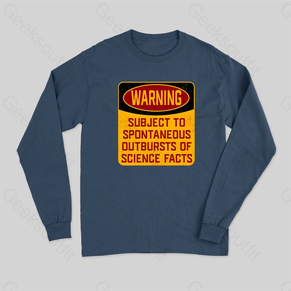 Science Warning Long Sleeve T-Shirt Navy / S