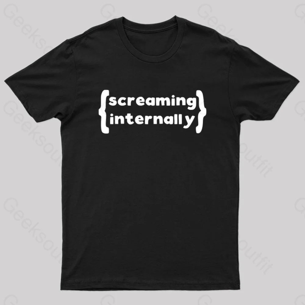 Screaming Internally Geek T-Shirt Black / S