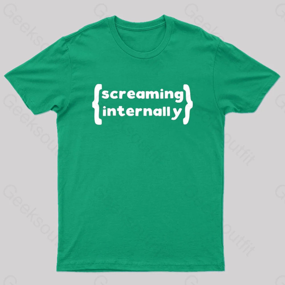 Screaming Internally Geek T-Shirt Green / S
