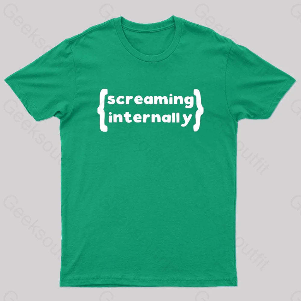 Screaming Internally Geek T-Shirt Green / S