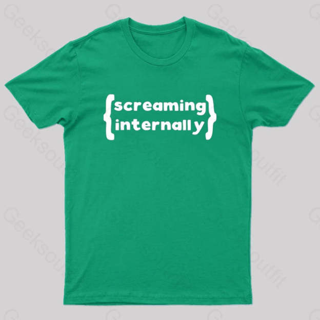 Screaming Internally Geek T-Shirt Green / S