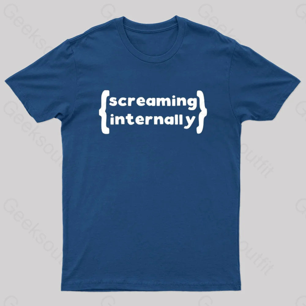 Screaming Internally Geek T-Shirt Navy / S