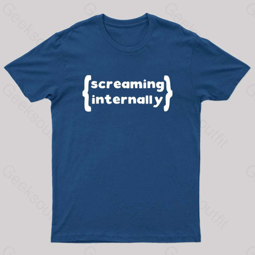 Screaming Internally Geek T-Shirt Navy / S