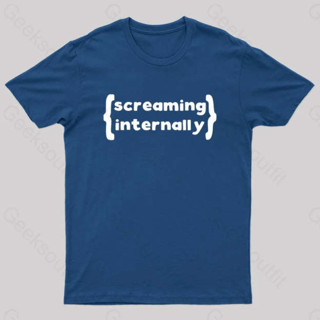 Screaming Internally Geek T-Shirt Navy / S
