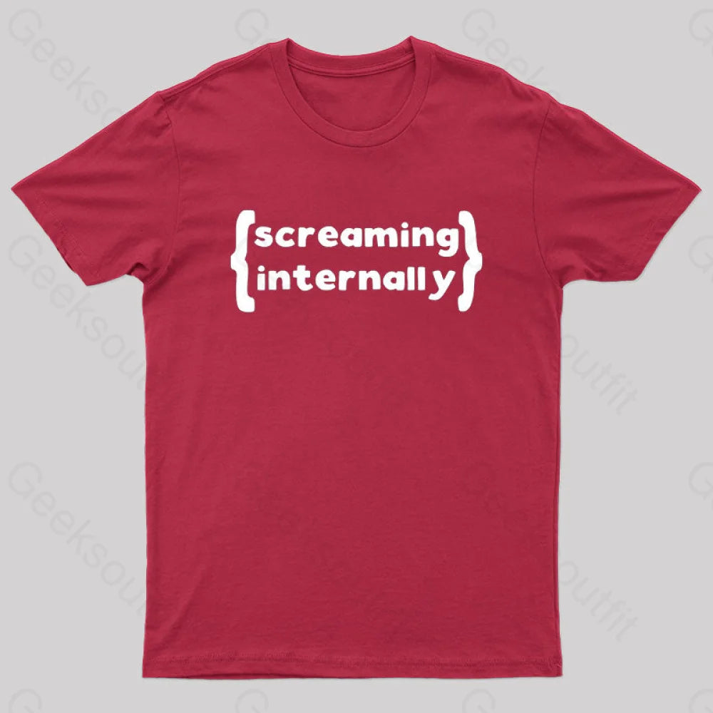 Screaming Internally Geek T-Shirt Red / S