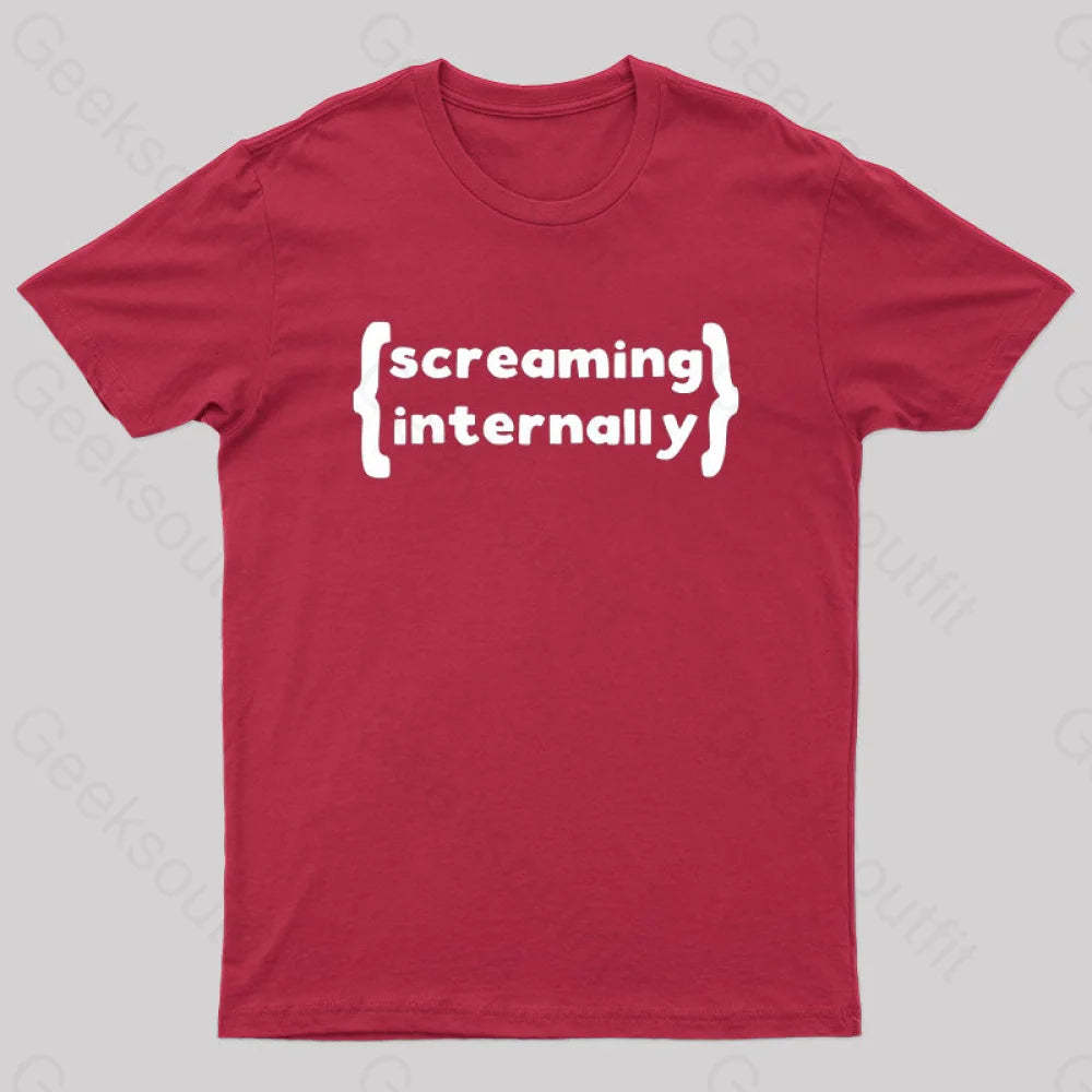 Screaming Internally Geek T-Shirt Red / S