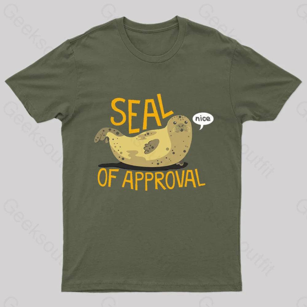 Seal Of Approval Geek T-Shirt Army Green / S