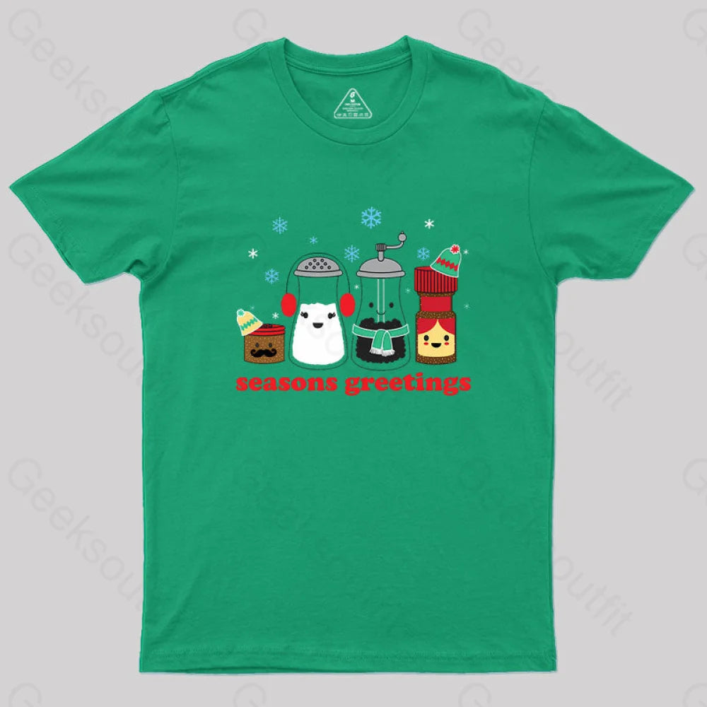Seasons Greetings Geek T-Shirt Green / S