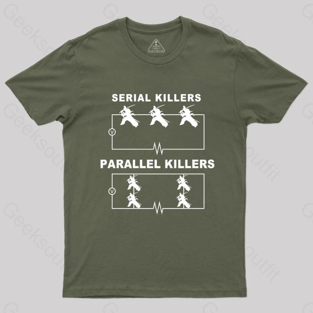 Serial Killers Vs Parallel Circuit Diagram Geek Science T-Shirt Army Green / S Yc